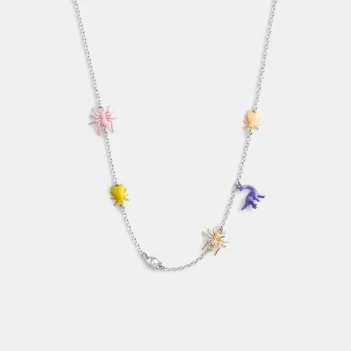Coach Bug Charm Necklace Jewelry Women Silver Multicolored