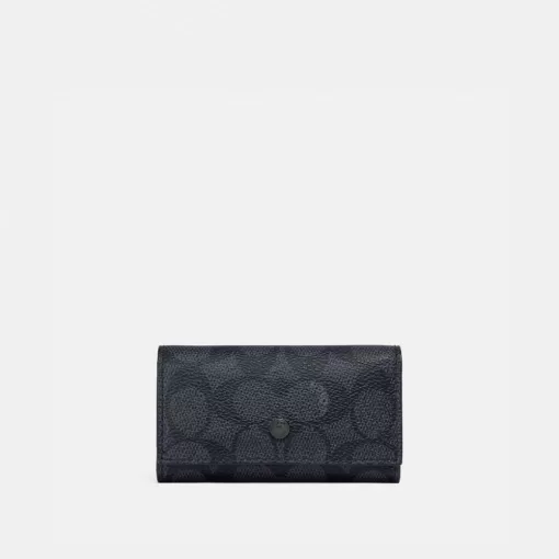 Coach Four Ring Key Case In Signature Canvas Bag Accessories Men Gray