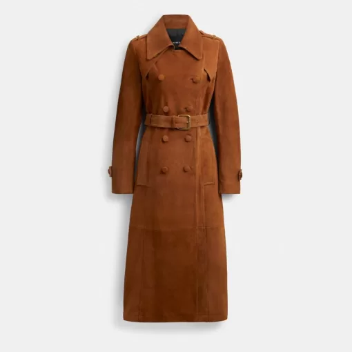 Coach Heritage C Suede Trench Coat Jackets Women Multicolored