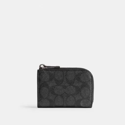 Coach L Zip Key Case In Signature Canvas Bag Accessories Men Gray