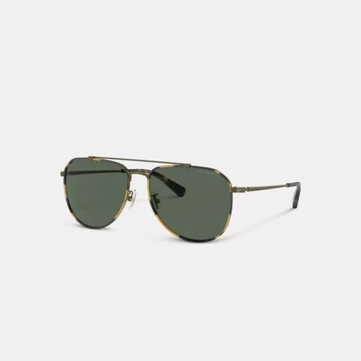 Coach Metal Windsor Pilot Sunglasses Sunglasses Men Gold