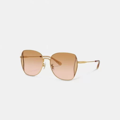 Coach Oversized Butterfly Sunglasses Eyewear Women Coral Pink Multicolored