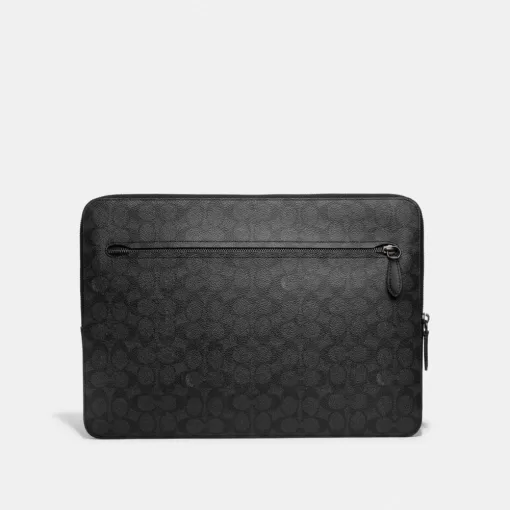 Coach Zip Around Laptop Case In Signature Canvas Travel Bag Men Gray